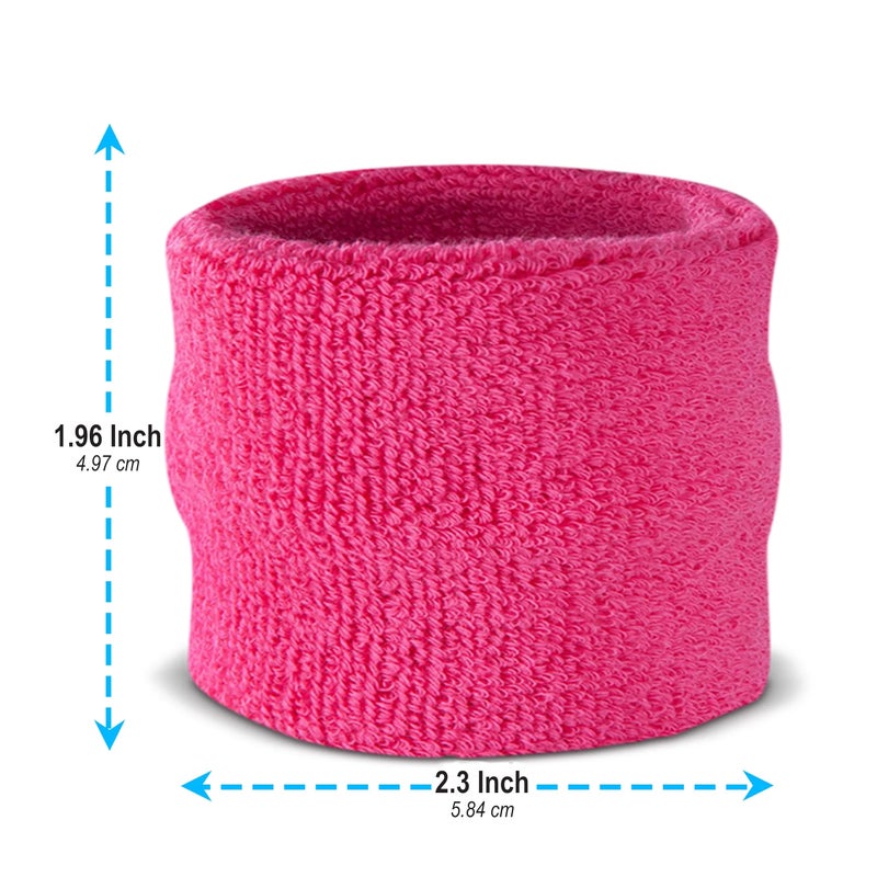 Suddora Wrist Sweatbands, Absorbent and Breathable Thick Cotton Bands for Working Out, Gymnastics, Basketball, Tennis, and Football, Multiuse Wristbands for Costumes and Cosplay, Neon Pink - Image 3